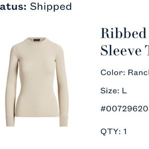 Polo Ralph Lauren NWT Beige ribbed long sleeve with cream suede elbow patches